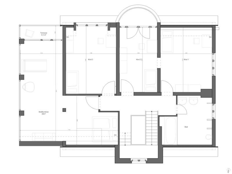 Berlin Architecture villa extension floor plan